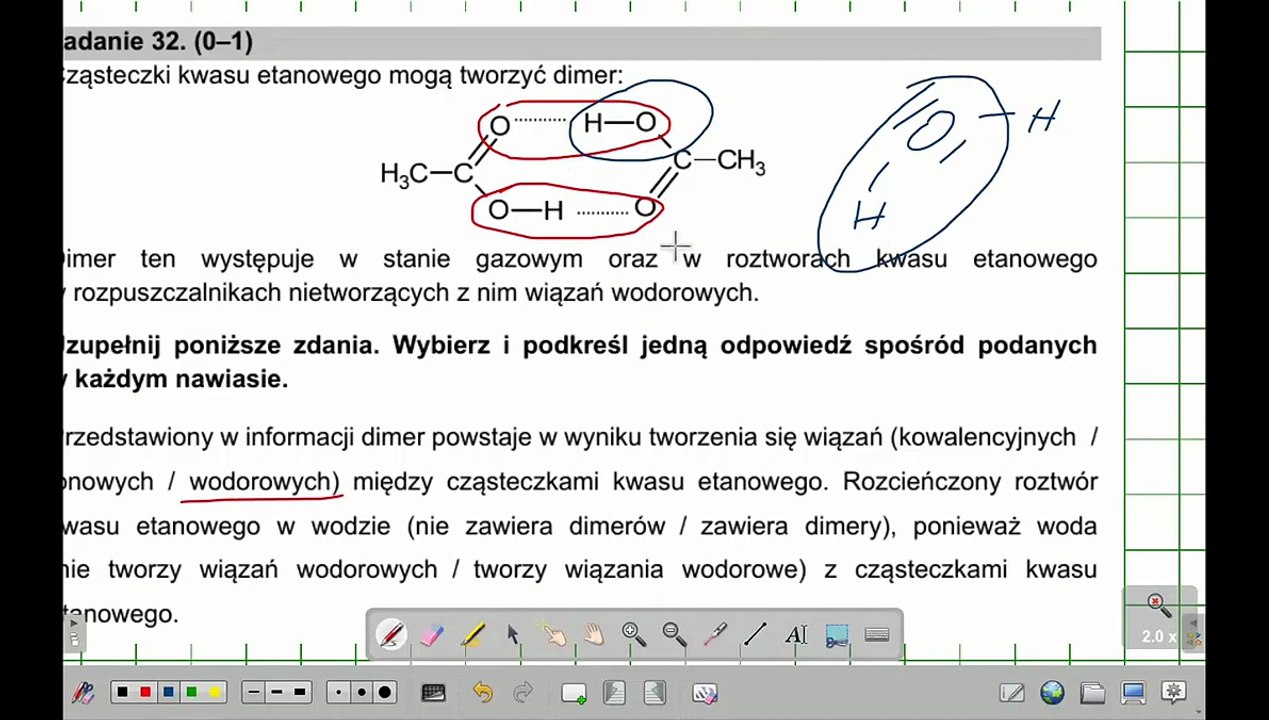 ZADANIE 32 CKE 2021 MAJ DIMER KWASU ETANOWEGO I WIĄZANIA WODOROWE. #chemia #chemistry