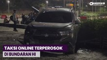 Taksi Online Terperosok di Bundaran HI, Pengemudi Diduga Mengantuk