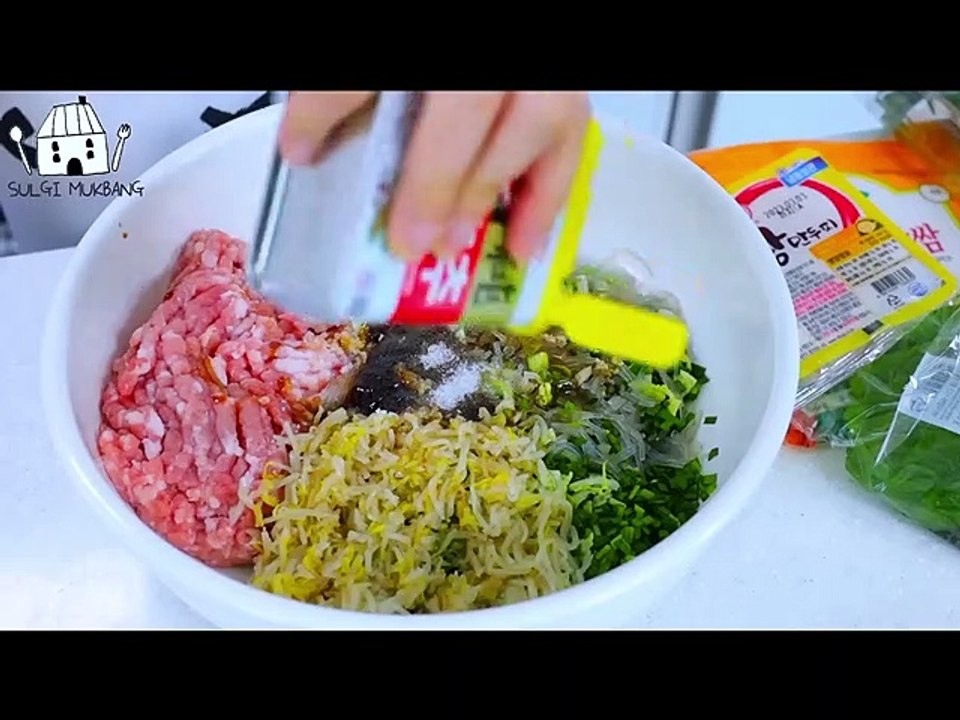 ASMR MUKBANG Fire & Carbonara fire noodles, Dumpling set (Steamed, Fried, Shrimp, Kimchi).