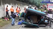 TEM'de kazaya karışan otomobil hurdaya döndü: 1 ölü 1 yaralı