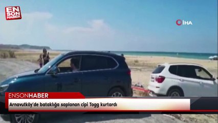 Arnavutköy’de bataklığa saplanan cipi Togg kurtardı