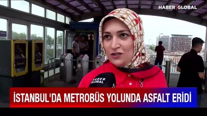 İstanbul'da metrobüs yolunda asfalt eridi!