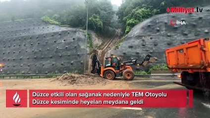 TEM Otoyolunda heyelan nedeniyle 3 araç zarar gördü