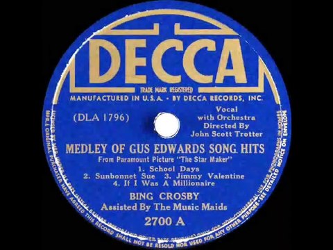 1939 Bing Crosby - Medley Of Gus Edwards Song Hits