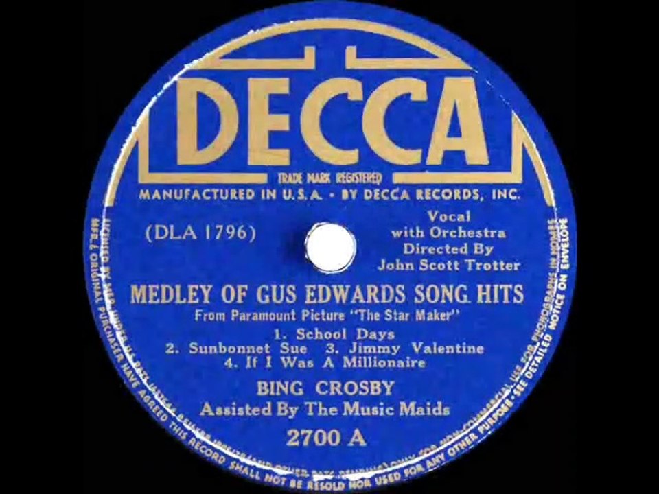 1939 Bing Crosby - Medley Of Gus Edwards Song Hits