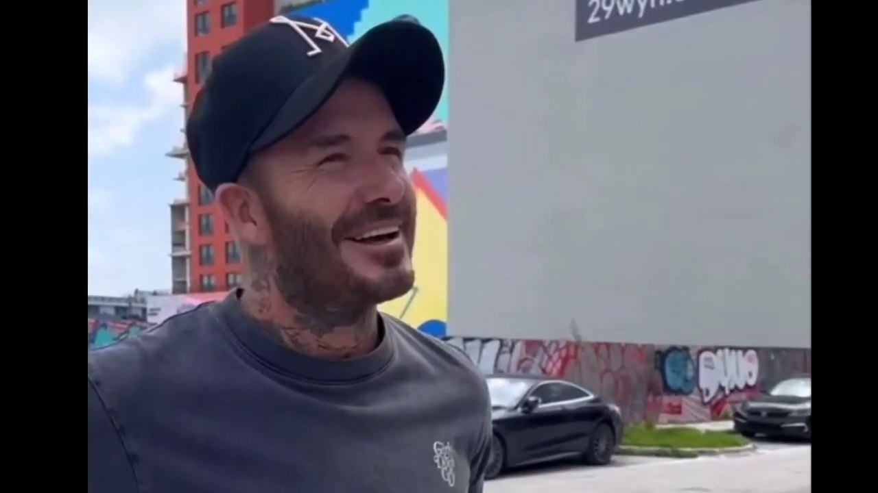 David Beckham Filmed Painting a HUGE Mural Of Lionel Messi in Miami By Victoria