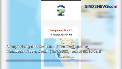 Gempa Berkekuatan M5,2 Guncang Meulaboh Aceh, Tak Berpotensi Tsunami