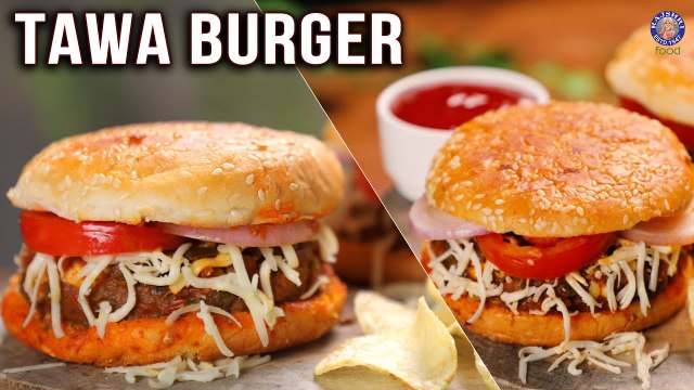 Tawa Burger Recipe | Homemade Veg Burger | Restaurant Style | Aloo Paneer Burger | Quick & Easy