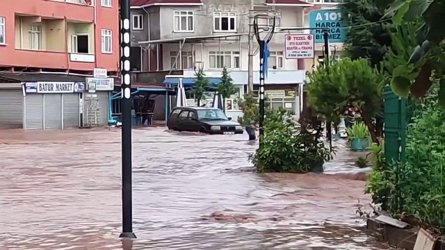 Kastamonu'nun Cide ilçesinde şiddetli yağış nedeniyle evler su altında kaldı