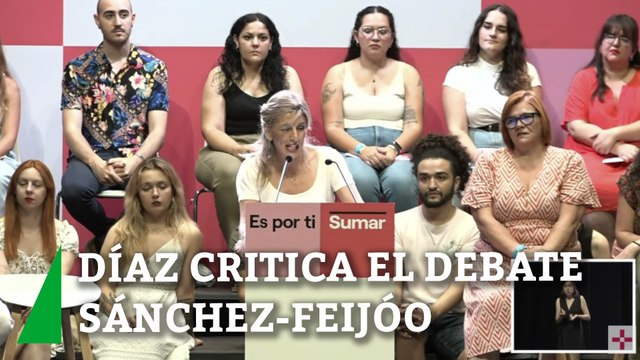 Díaz critica el debate Sánchez-Feijóo: Será un cara a cara de zascas entre dos hombres