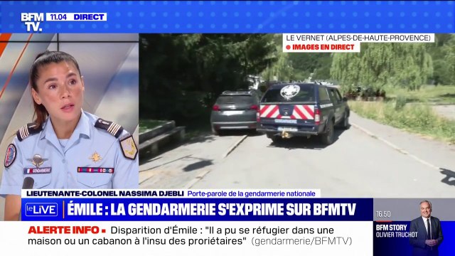 Nassima Djebli, porte-parole de la gendarmerie nationale, sur la disparition d'Émile: Il a pu se réfugier dans une maison ou un cabanon pour se mettre à l'abri