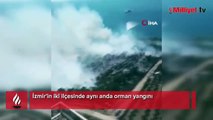 İzmir'in iki ilçesinde orman yangını! Havadan ve karadan müdahalesi sürüyor