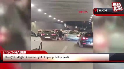 Elazığ'da düğün konvoyu, yolu kapatıp halay çekti