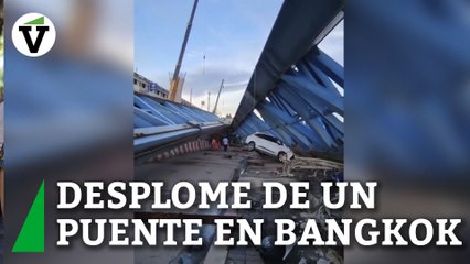 Imágenes del momento del desplome de un puente en construcción en Bangkok