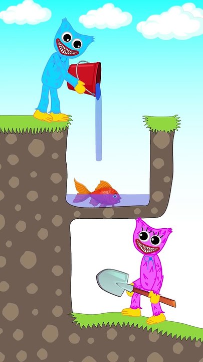 Huggy Wuggy Saved the Fish And taught Kissy Missy a lesson _ Funny Animation  #shorts #animation