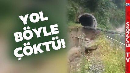 Ordu’da Yol Böyle Çöktü! Heyelan Anı Kameraya Yansıdı