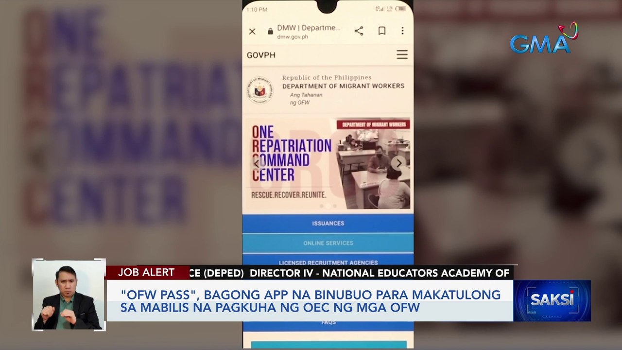 "OFW pass", bagong app na binubuo para makatulong sa mabilis na pagkuha ng OEC ng mga OFW | Saksi