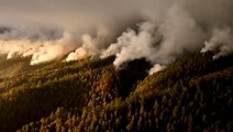 Flames from raging wildfires in Spain’s La Palma captured by drone footage