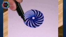 DIBUJANDO un mandala azul usando un espirógrafo. DRAWING a blue mandala using a spirograph.