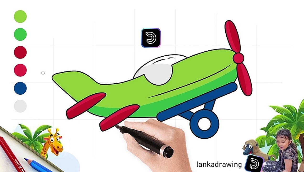 cara menggambar dan mewarnai pesawat dengan mudah dan sederhana