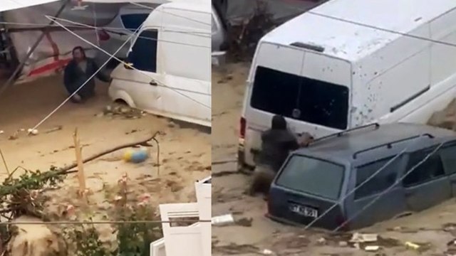 Aracını kurtarmak isterken canından oluyordu