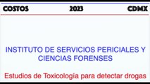 Costos 2023 / CDMX / INCIFO / Estudios de Toxicología para detectar Drogas