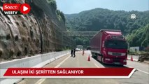 Anadolu Otoyolunun Bolu Daği Tüneli kesiminde ulaşım iki şeritten sağlanıyor