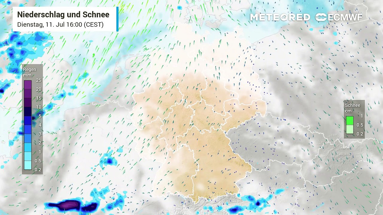 Nach der Extremhitze  bis 39°C gibt es am Mittwoch einzelne Schauer!