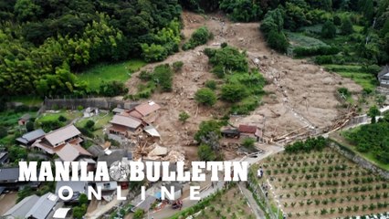 Aftermath of landslide in southwest Japan triggered by heavy rains