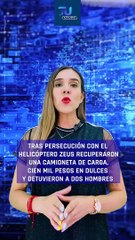 Download Video: Tras una intensa persecución policíaca por cielo y tierra, fue localizada y recuperada una camioneta cargada con dulces, dos sujetos fueron detenidos  #TuNotiReel