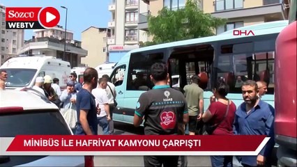 Ümraniye'de minibüs ile hafriyat kamyonu çarpıştı