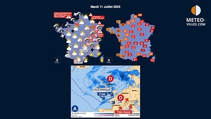 prévisions météo villes du mardi 11 juillet 2023