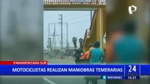 Captan a motociclistas realizando maniobras temerarias en Panamericana Sur