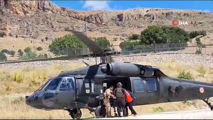 Kalp krizi geçiren kadın askeri helikopterle hastaneye kaldırıldı