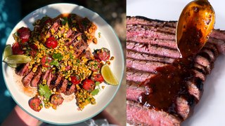 Beer Marinated Beef Skirt With Corn Salsa