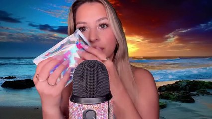 ASMR what’s in my cute summer beach bag ️ (tapping + ocean sounds)