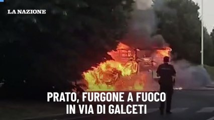 Prato, furgone a fuoco in via di Galceti