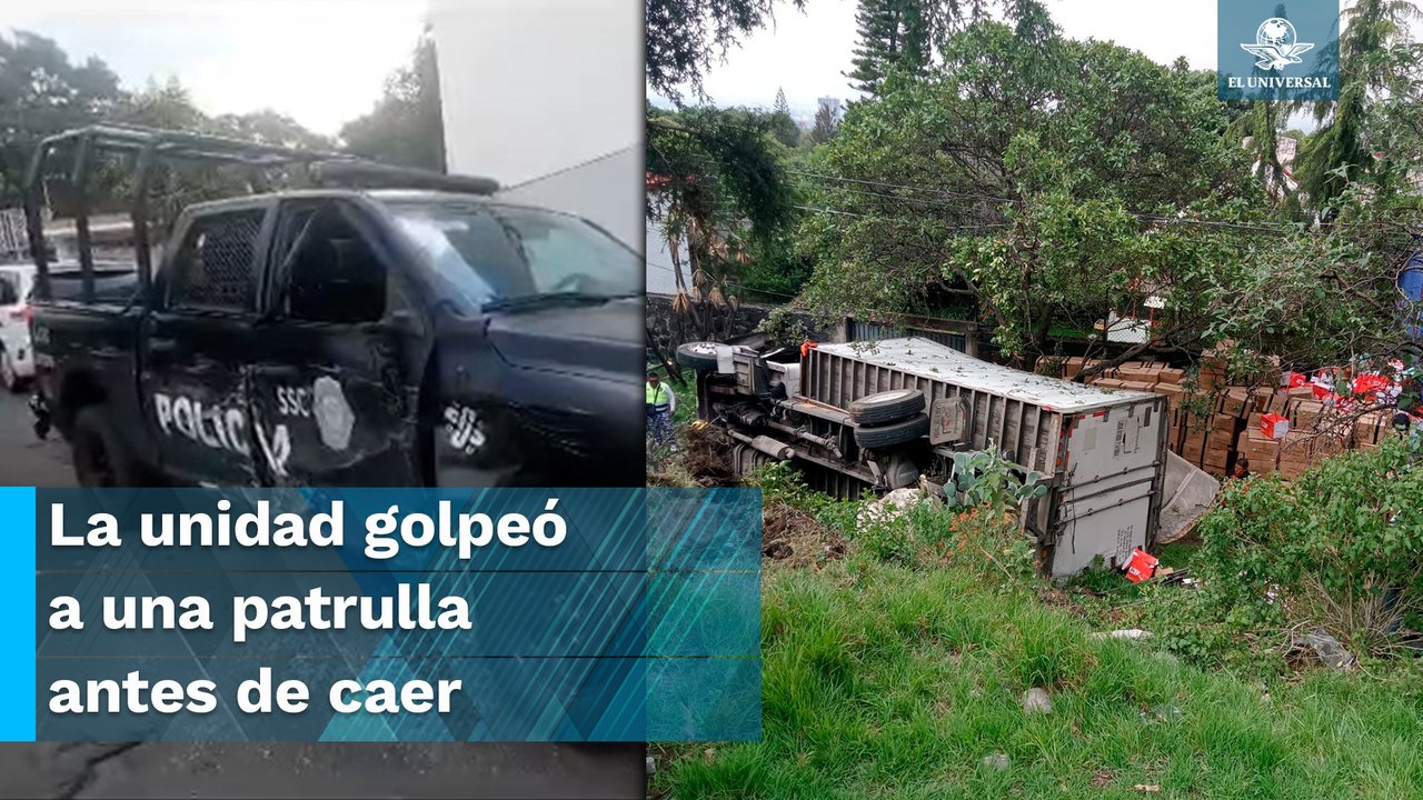 Camión se queda sin frenos y cae a barranca; ha...