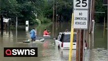 Video shows residents using kayaks after torrential rain brought widespread flooding to Vermont