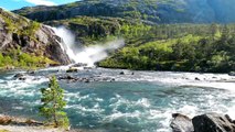 Peaceful Piano Music - Waterfall sounds for sleeping, Stress Relief, Nature sounds, Calming music