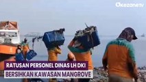 Ratusan Personel Dinas LH DKI Bersihkan Sampah di Kawasan Mangrove Muara Angke