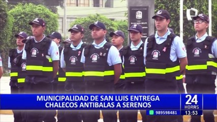 Download Video: Serenos del distrito de San Luis reciben chalecos antibalas