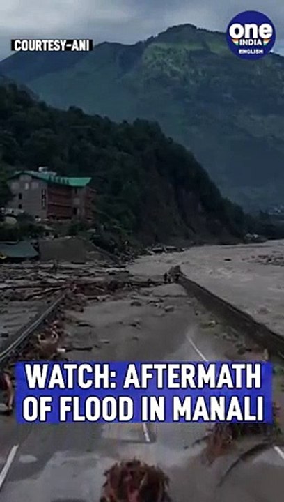Watch_ Aftermath of flood in Manali _ Oneindia News #Shorts
