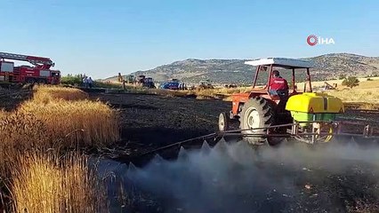 Download Video: Elektrik direğinden çıkan yangında 8 dönüm arazi kül oldu