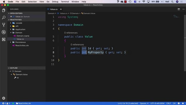 Net. Core and React Walking Skeleton Part 1 API (Legacy) - Creating a Domain entity