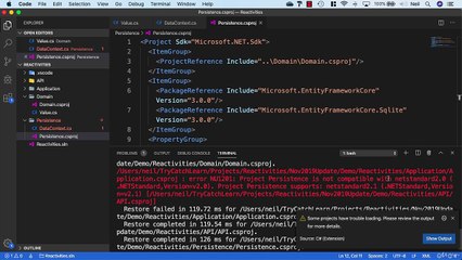 Net. Core and React Walking Skeleton Part 1 API (Legacy) - Creating the DbContext and service