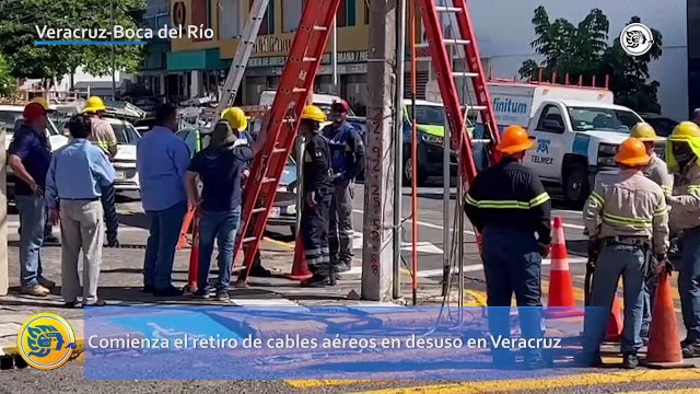 Comienza el retiro de cables aéreos en desuso en Veracruz