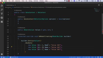 Net. Core and React Walking Skeleton - Seeding data using Entity Framework fluent configuration