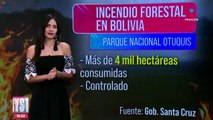 Se registra incendio forestal en Bolivia
