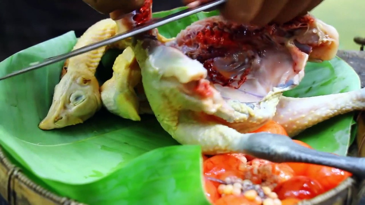 Cooking Orange Chicken Eggs Recipe - Yummy Oven Chicken bbq eating with Hot Chili